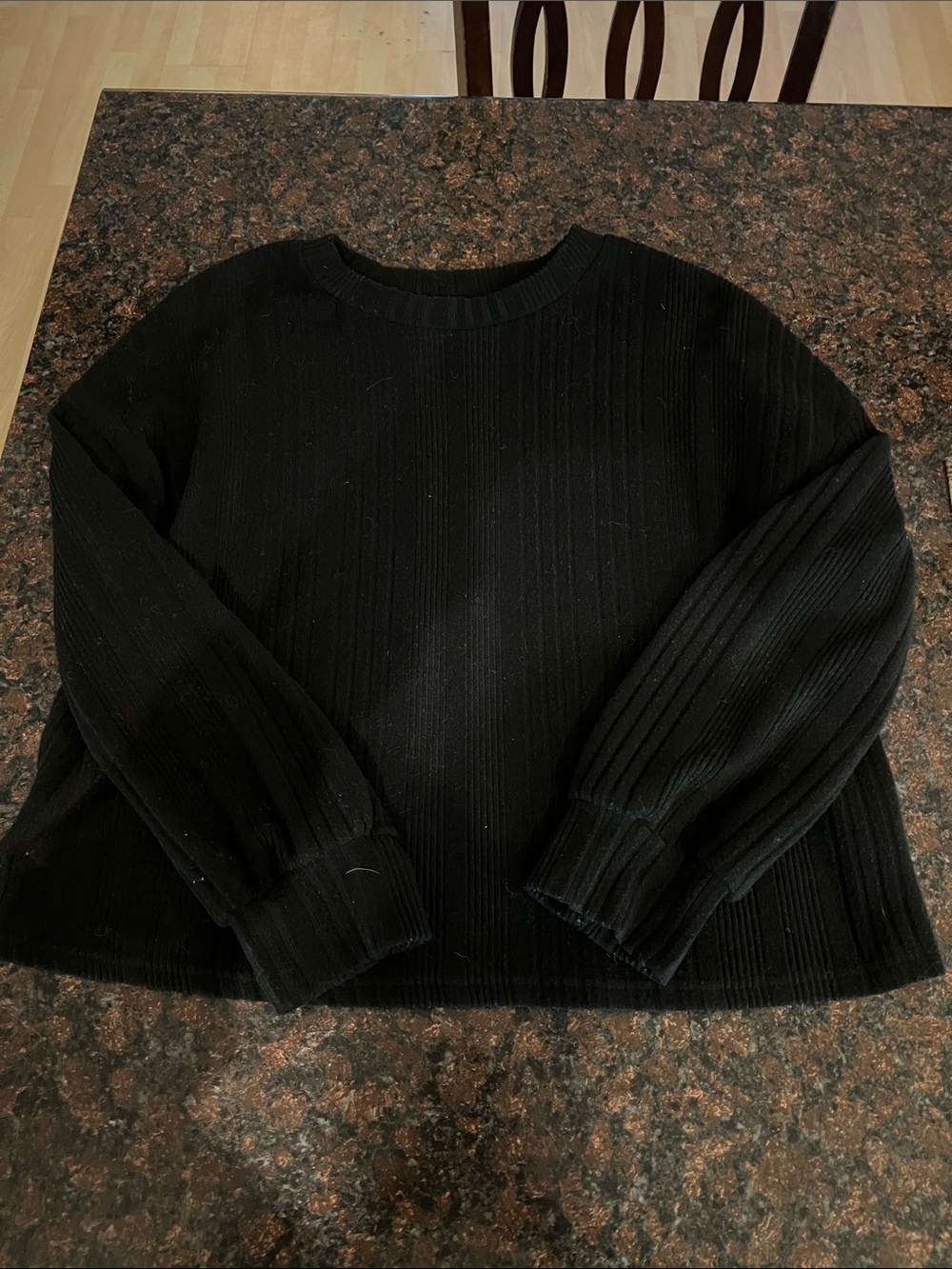 Classic Black Ribbed Crewneck Sweater - Women's